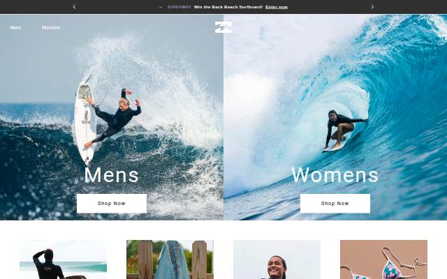 Startseite von Billabong UK