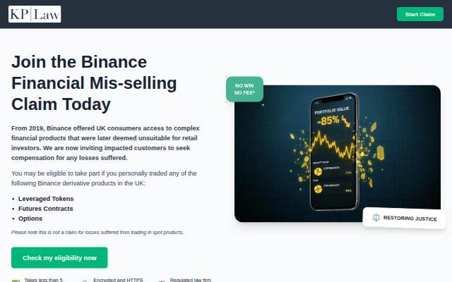 Binance Legal Action storefront