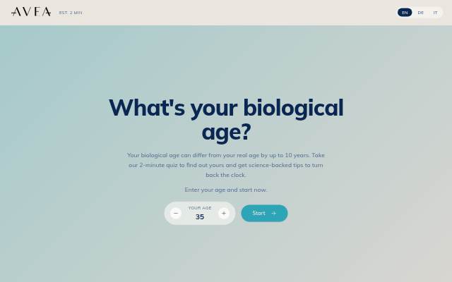 Startseite von Longevity Quiz