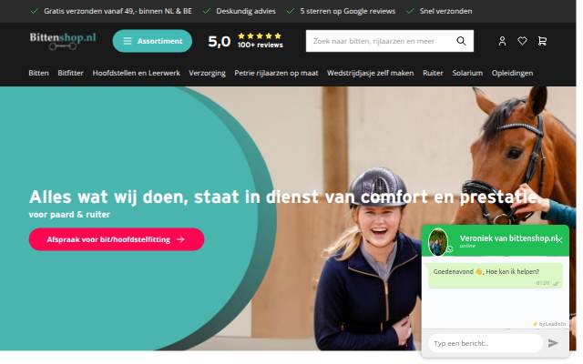 Bittenshop.nl – Bitten, Hoofdstellen & Bitfitting voor Paarden storefront