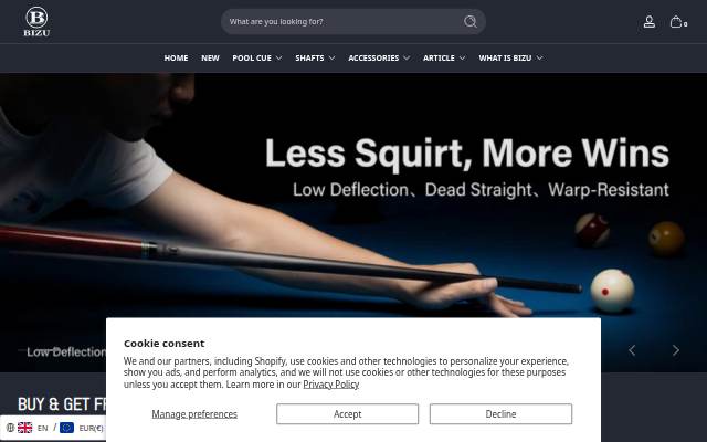 BIZU BILLIARDS storefront
