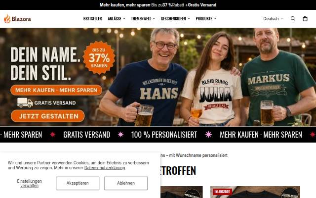 Startseite von Blazora