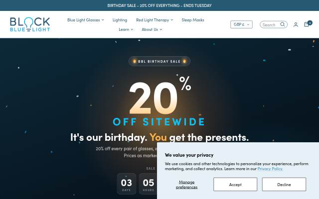 BlockBlueLight UK storefront