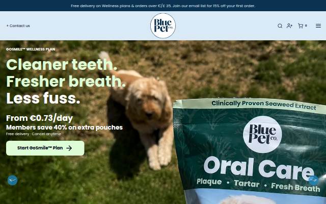 Startseite von Blue Pet Co.