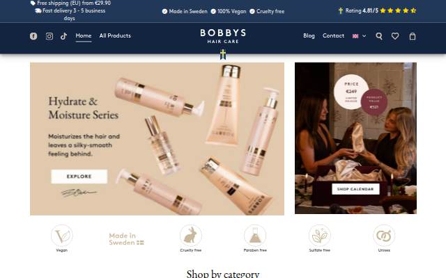 Startseite von Bobbys Hair Care