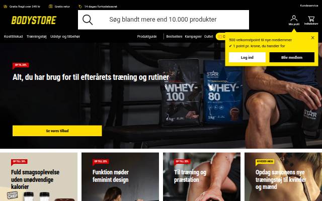 Køb kosttilskud og træningstøj på Bodystore.dk storefront
