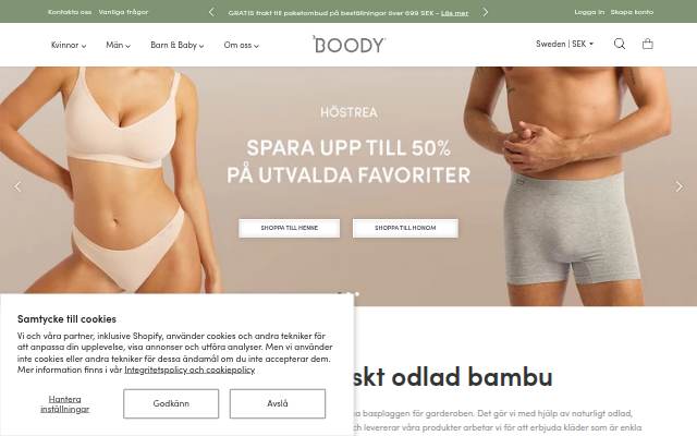 Startseite von Boody Sweden