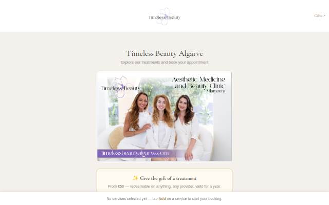 Book your appointment — Timeless Beauty Algarve storefront