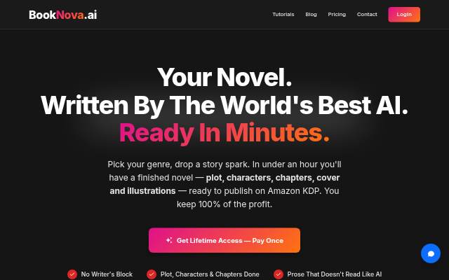 BookNova — AI Fiction Book Writer for Novelists &amp; Self storefront