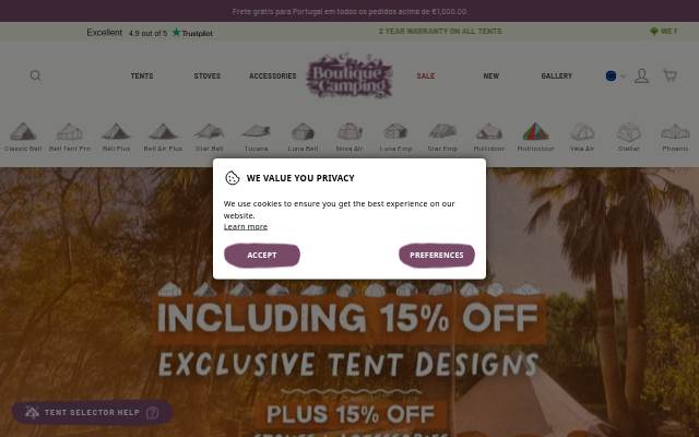 Boutique Camping storefront