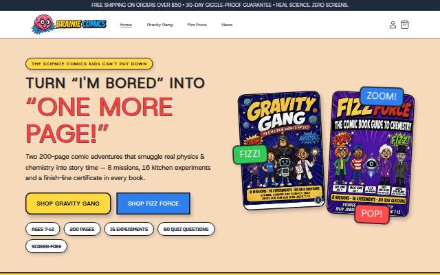 Brainie Comics storefront