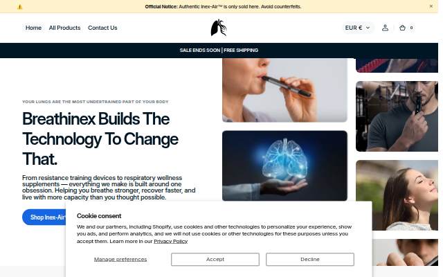 Startseite von Breathinex