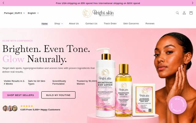 Bright Skin Cosmetics storefront