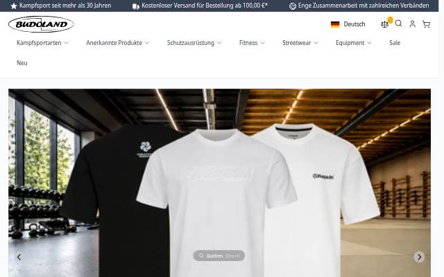 Startseite von Budoland Kampfsport Onlineshop Startseite. TOP TEN, Hayashi und Manus.
