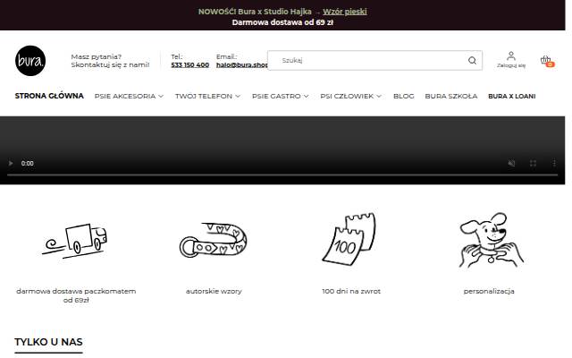 BURA shop - sklep z akcesoriami dla psów storefront
