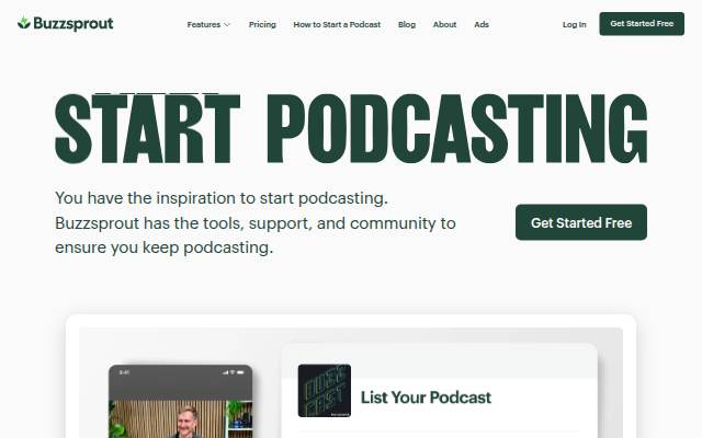 Startseite von Free Podcast Hosting