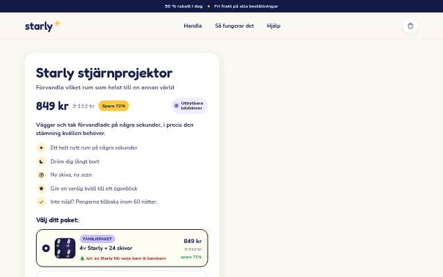 Startseite von Starly