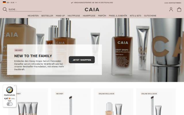 CAIA Cosmetics storefront