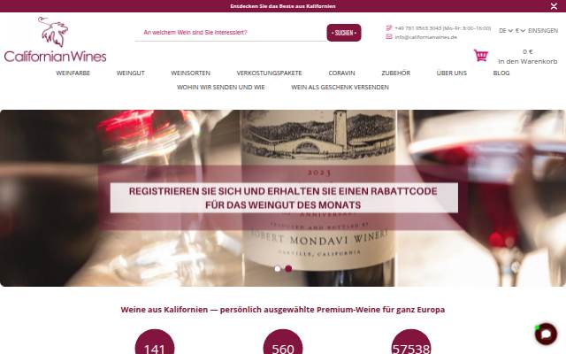 https://www.californianwines.de storefront