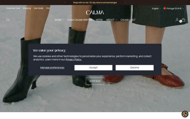Calma storefront