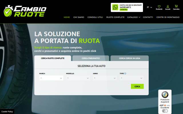 Vitrine de Vendita Online di Gomme e cerchi per auto