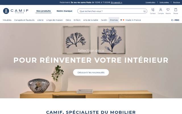 Camif, spécialiste du meuble made in France ou Europe storefront