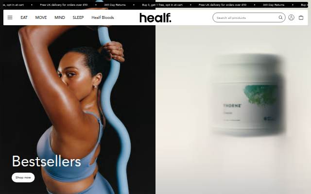 Startseite von Healf