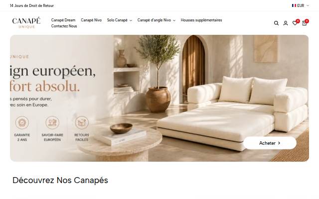 Startseite von CANAPE UNIQUE
