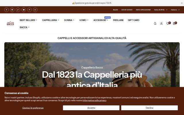 Cappelleria Bacca storefront