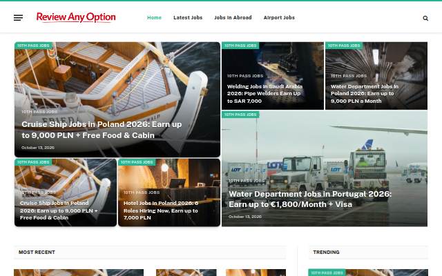 Startseite von Career Review Any Option – Job guides, eligibility and salary information