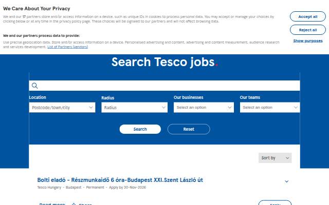 Tesco Careers storefront