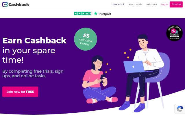Startseite von Cashback