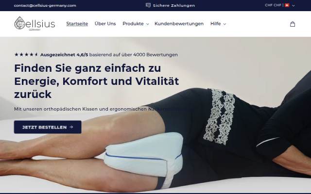 Cellsius Germany | Orthopädie für Ihr Wohlbefinden storefront