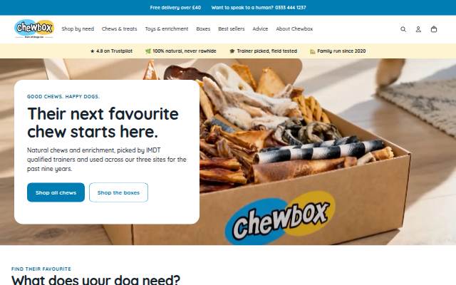 Startseite von Chewbox
