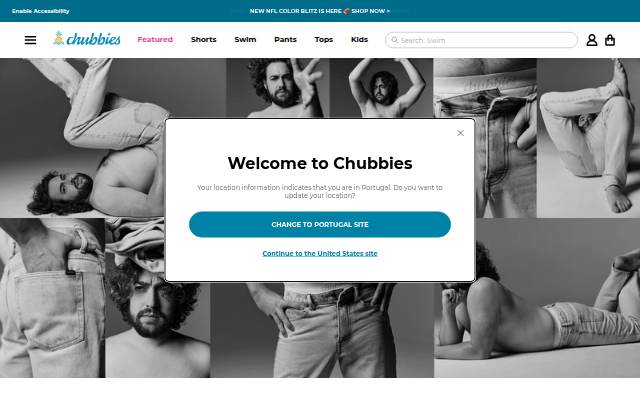 Chubbies Shorts storefront
