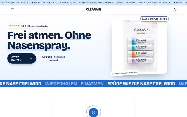 Startseite von ClearAir