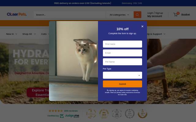 UK Closer Pets storefront