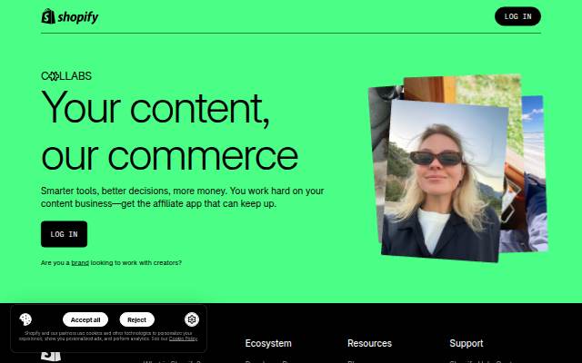 Startseite von Shopify