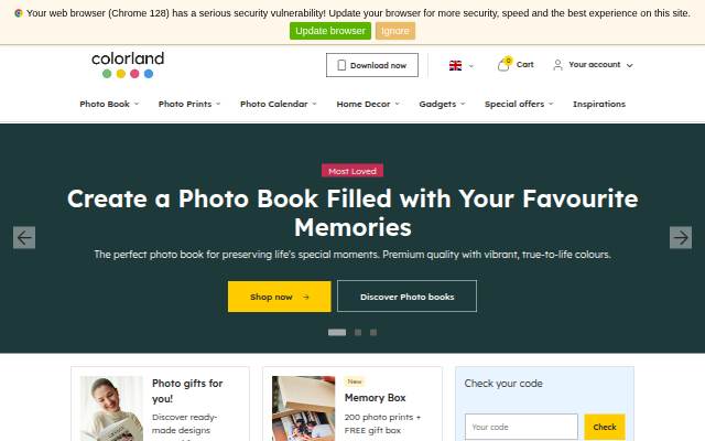 Photo products and personalised gifts storefront