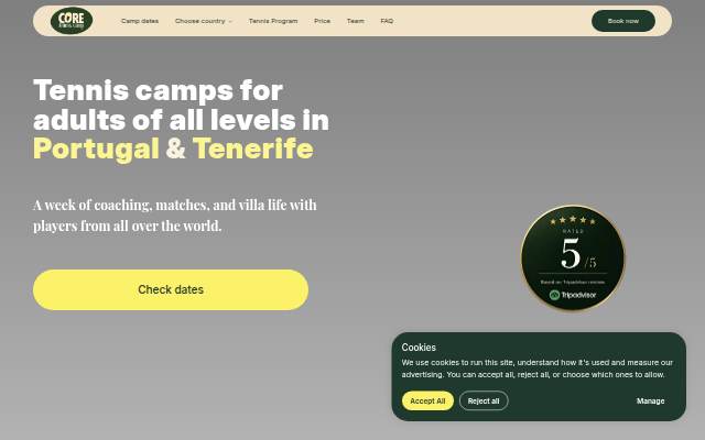 Adult tennis camps in Portugal & Tenerife storefront