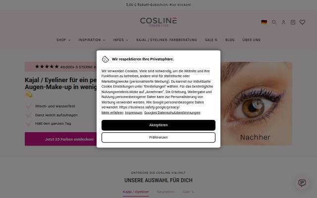 COSLINE Cosmetics storefront