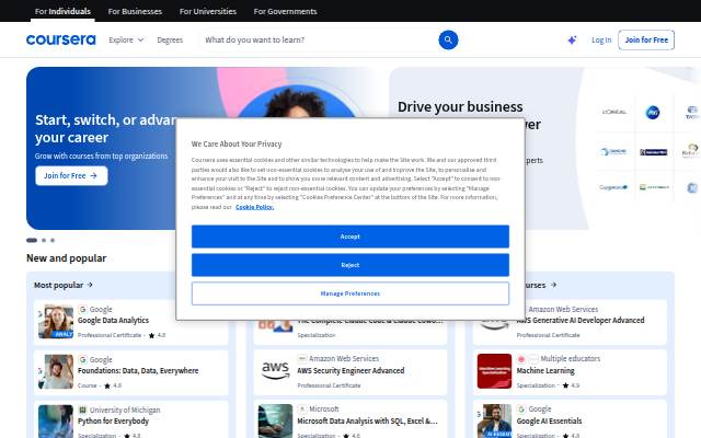 Coursera storefront