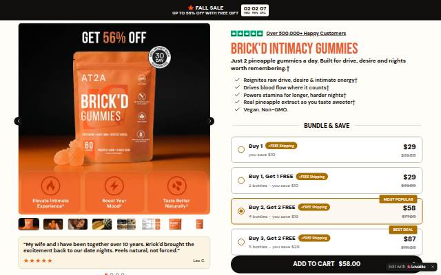 Startseite von Brick'd Intimacy Gummies