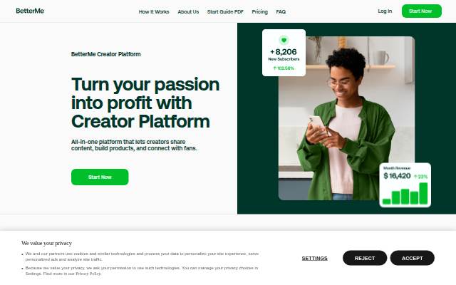 BetterMe Creator Platform storefront