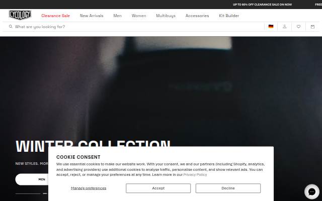 Cycology Clothing Europe storefront