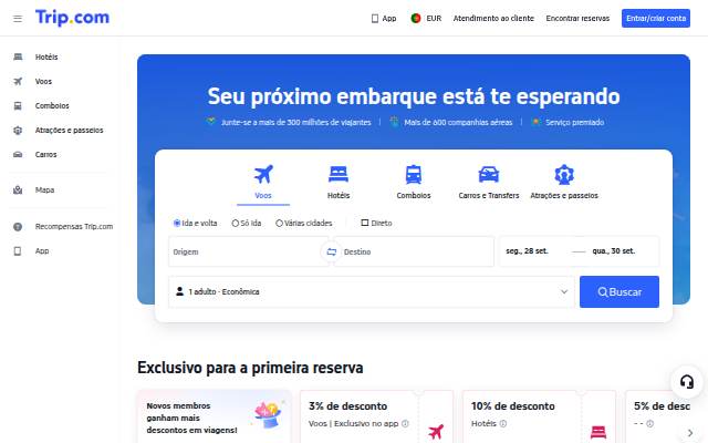Site oficial da Trip.com storefront