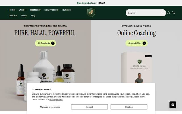 Darajo Supplements storefront