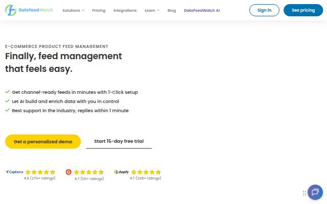 Data feed management platform and optimization software storefront