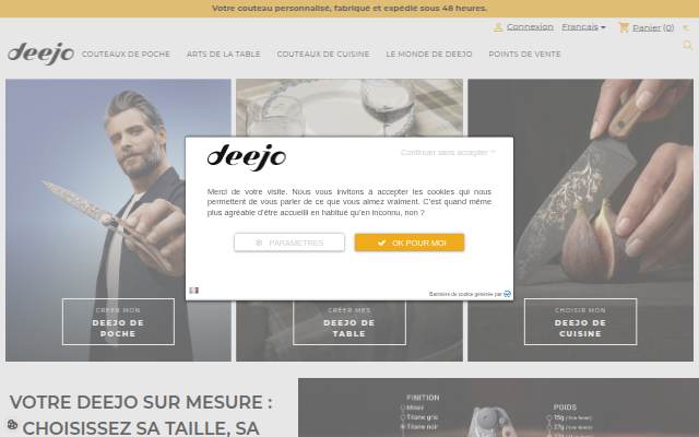 Startseite von Deejo © Boutique Officielle