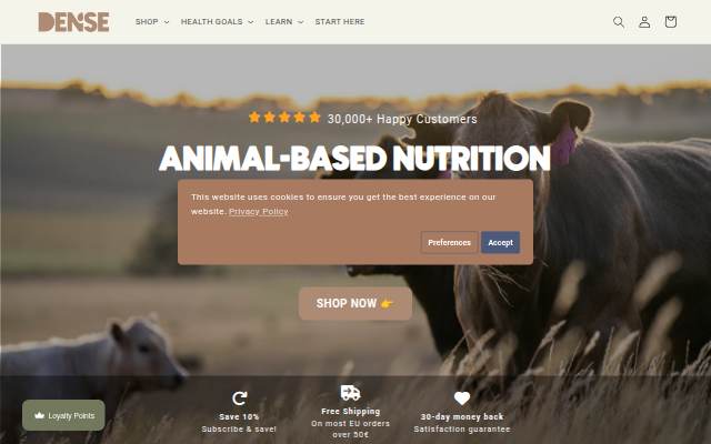Dense Nutrition storefront